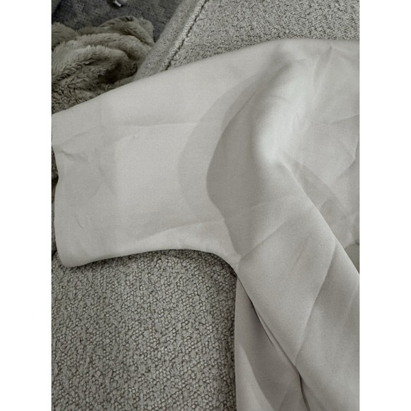 ADAY Waste Nothing Ivory Pale Gray Zipper Short Sleeve Vegan Jacket Size S XS - Picture 5 of 8